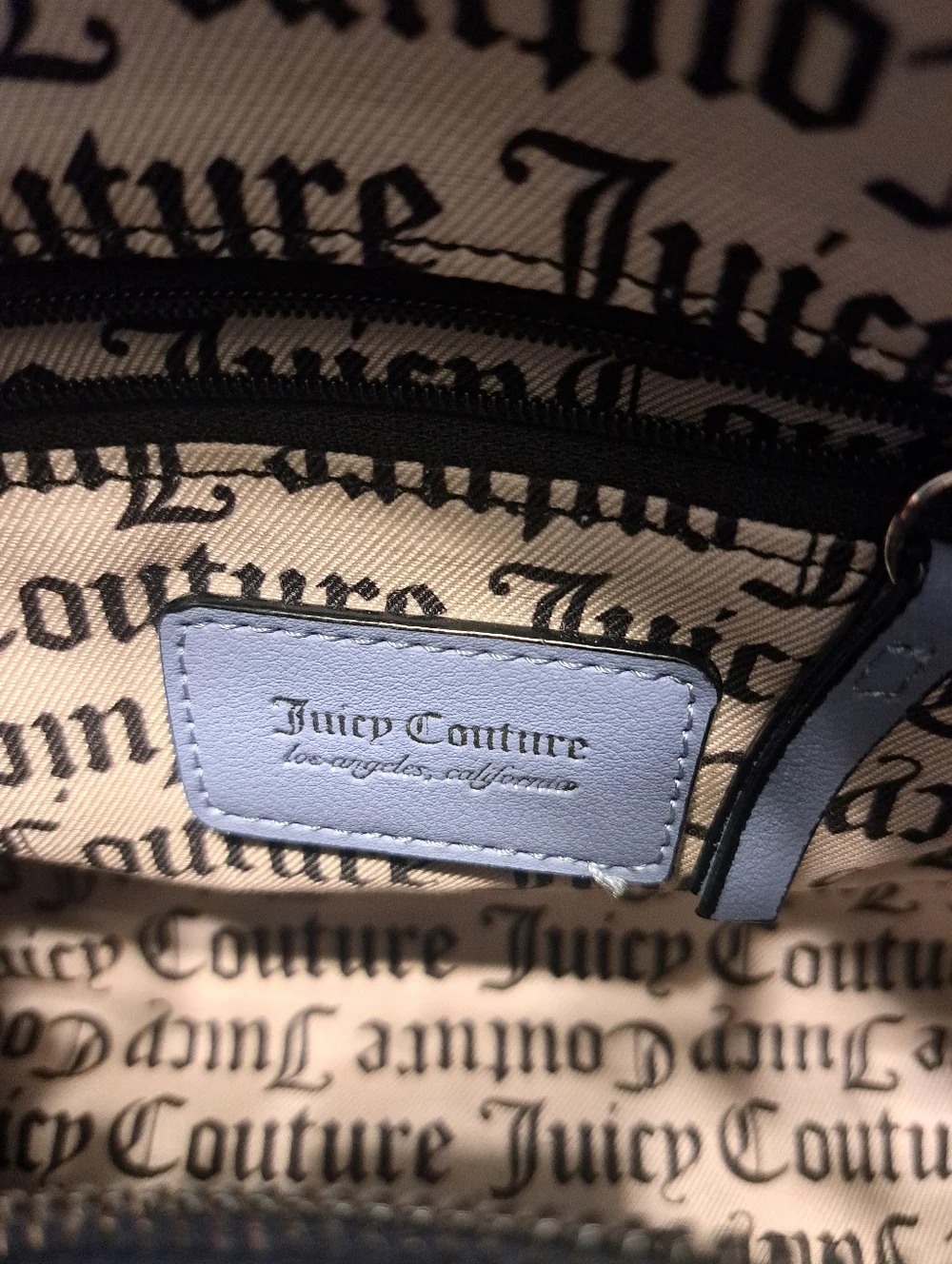 Juicy Coture Slate Blue Rhinestone Logo Obsession Satchel